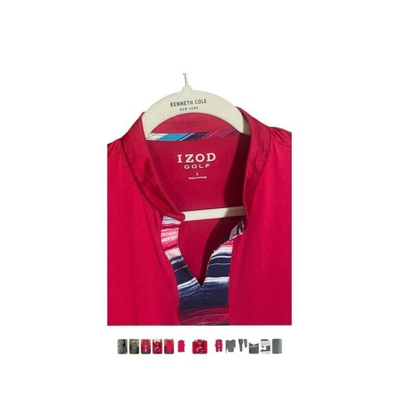 IZOD Golf Womens Sleeveless Pink Polo Shirt L Stretch Athletic Tank Top Multi Tr - Picture 4 of 7